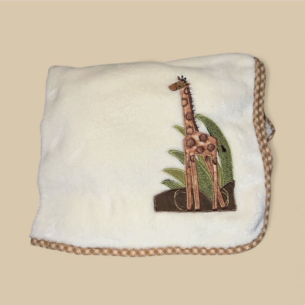Lambs & Ivy Warm & Cozy Baby Blanket Lovey Giraffe 30" X 40" Soft Fleece Ivory